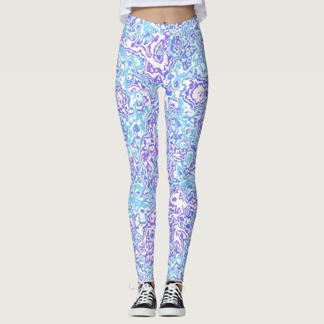 Groovy Jewel Tone Retro Boho Trippy Hippie Marble Leggings (Framsida)
