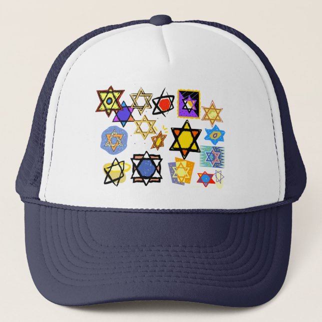 Groovy Jewish Stars Lycklig Hannukah! Keps (Framsida)