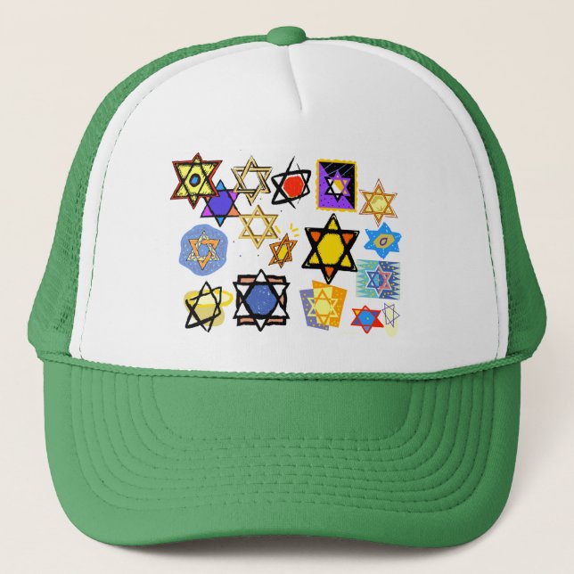 Groovy Jewish Stars Lycklig Hannukah! Truckerkeps (Framsida)
