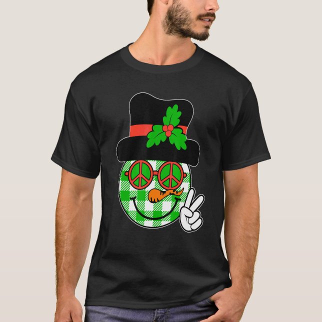 Groovy jul-Ansikte-teamet Santa Elf Squad Snögubbe T Shirt (Framsida)