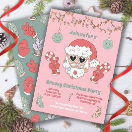Groovy jul Hippie Santa Party Inbjudningar