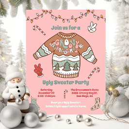 Groovy jul Hippie Ugly Sweater Party Inbjudningar