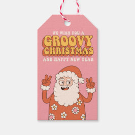 Groovy jul Merry Santa Funny Retro Hippie Presentetikett