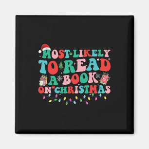 Groovy jul mest sannolikt att läsa en bok om julen magnet