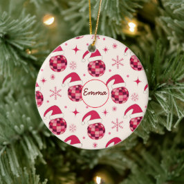 Groovy jul Santa Disco Balls Anpassat namn Julgransprydnad Keramik