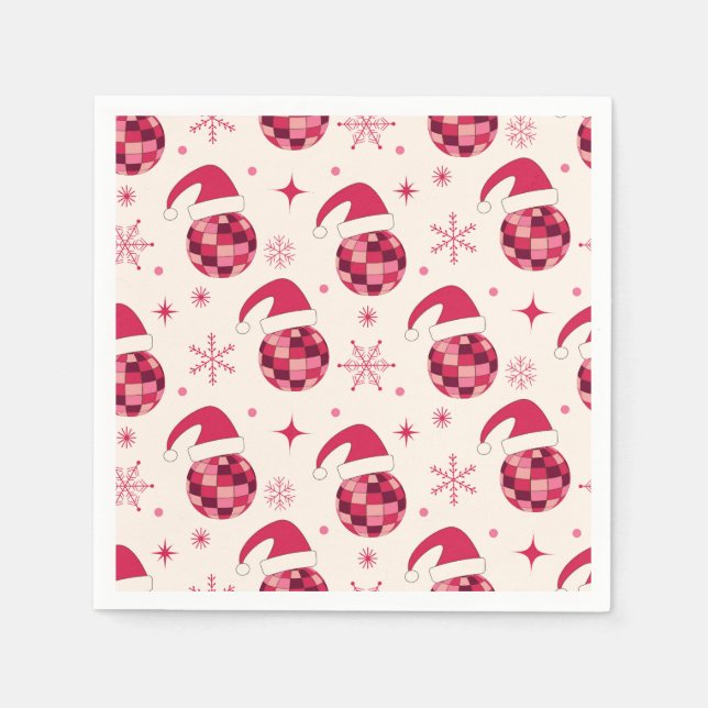 Groovy jul Santa Disco Balls Mönster  Pappersservett (Framsidan)