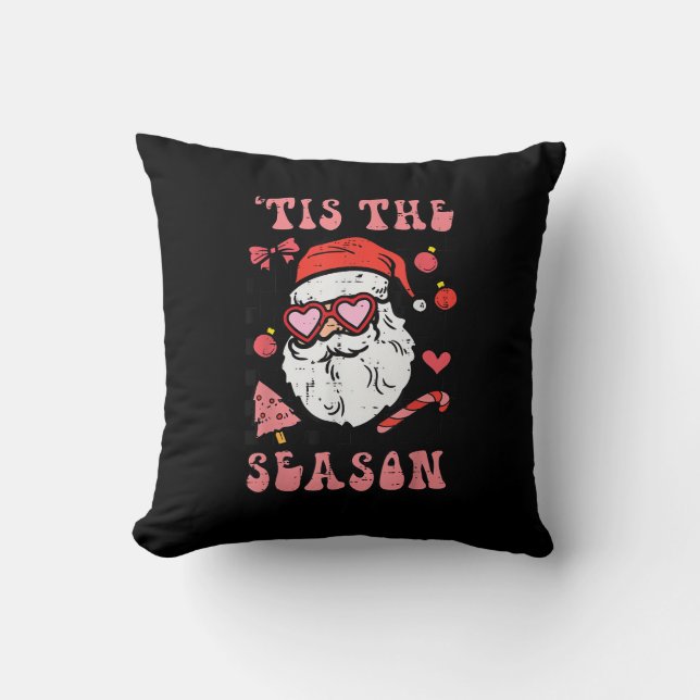 Groovy jul Santa Tis The Season Kudde (Framsida)