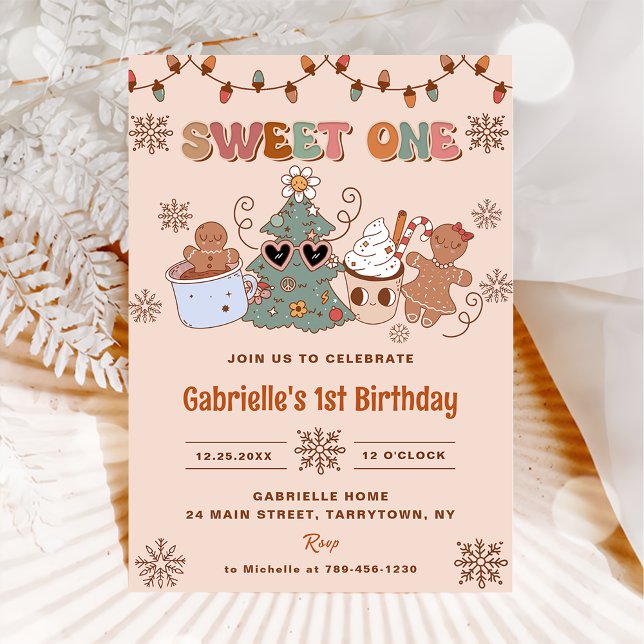 Groovy Jul Sweet One 1st Birthday Party Inbjudningar (Skapare uppladdad)