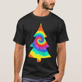Groovy jul Tie Dye Träd Tye Die Top T Shirt