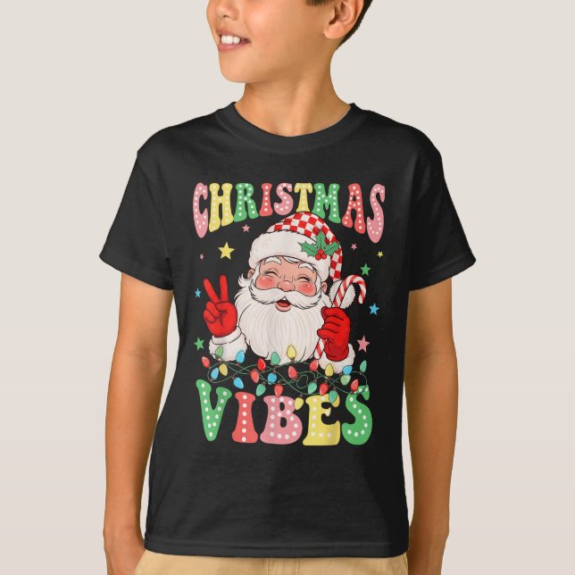 Groovy jul Vibes Jultomten Julafton Helgdag me T Shirt (Framsida)