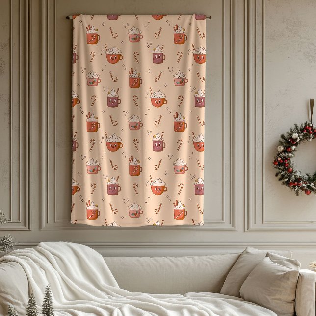 Groovy julfilt Retro Pastell Holiday Vibe Fleecefilt (Groovy Christmas Blanket Retro Pastel Holiday Vibe)