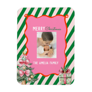 Groovy julgran Doodle Foto Magnet
