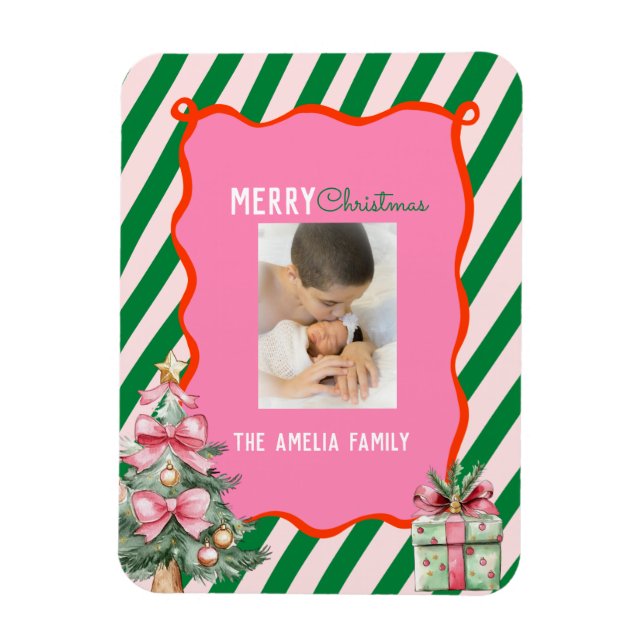 Groovy julgran Doodle Foto  Magnet (Vertikal)