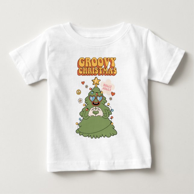 Groovy Julgran - Holly Jolly Vibes T Shirt (Framsida)