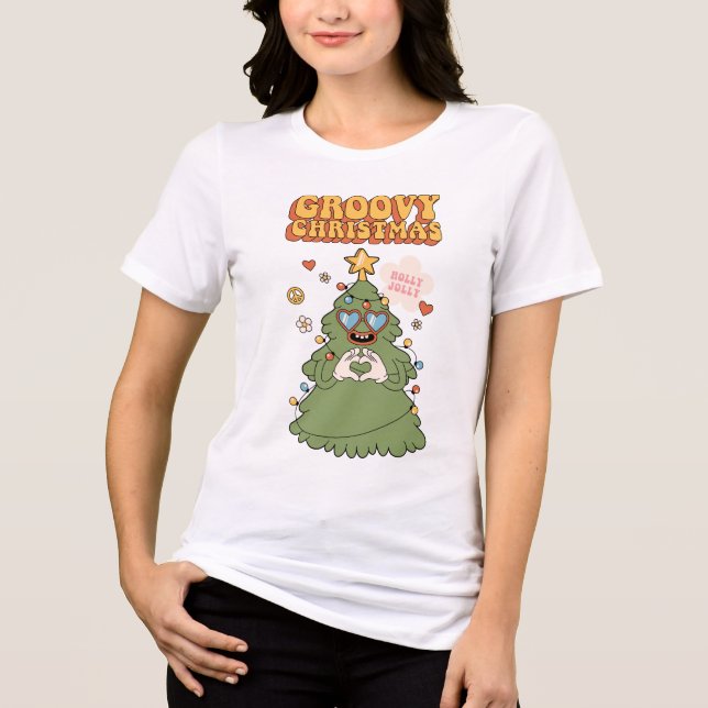 Groovy Julgran - Holly Jolly Vibes T Shirt (Framsida)