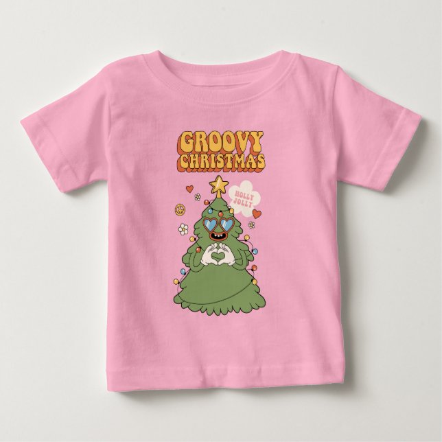 Groovy Julgran - Holly Jolly Vibes T Shirt (Framsida)
