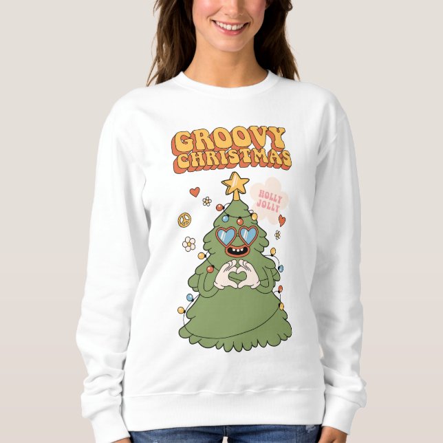 Groovy Julgran - Holly Jolly Vibes T Shirt (Framsida)