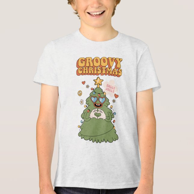 Groovy Julgran - Holly Jolly Vibes T Shirt (Framsida)