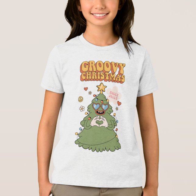 Groovy Julgran - Holly Jolly Vibes T Shirt (Framsida)