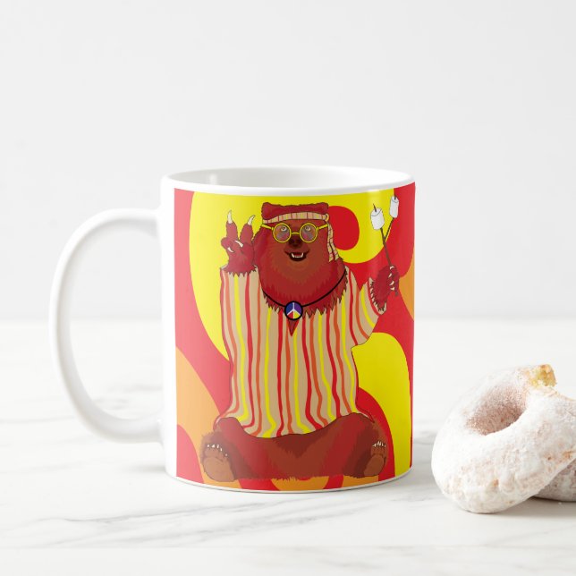 Groovy Kärlek Bear Coffee Mugg (Med munk)