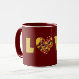 Groovy Kärlek Heart Maroon Kopp Mugg