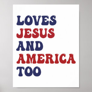 Groovy Kärlek Jesus och Amerika även Gud Christian Poster