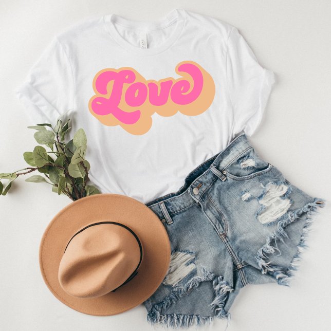 Groovy Kärlek Valentindagen Shirt T (Groovy Love, Retro Vibes, 70s Style, Love Peacefully, Funky Valentine's Day, Heartfelt Groove, Vinta)