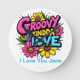 Groovy Kinda Kärlek Rund Klocka
