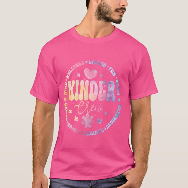 Groovy Kinder Crew Administrator Teacher First Day T Shirt (Framsida)