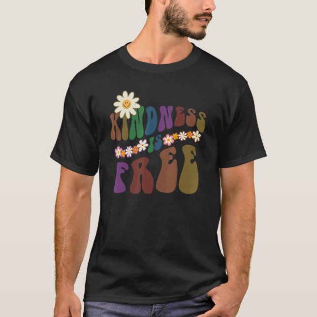 Groovy KINDNESS ÄR GRATIS val av Retro Anti-Bullin T Shirt (Framsida)