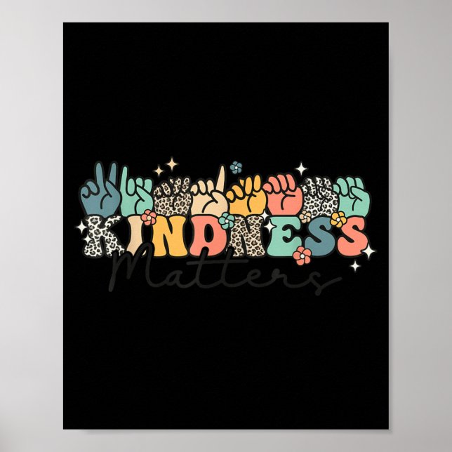 Groovy Kindness Teckenspråk ASL Fingerstavning Poster (Framsidan)