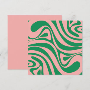 Groovy-kort för Rosa och Grönt Retro Swirls Card Kort