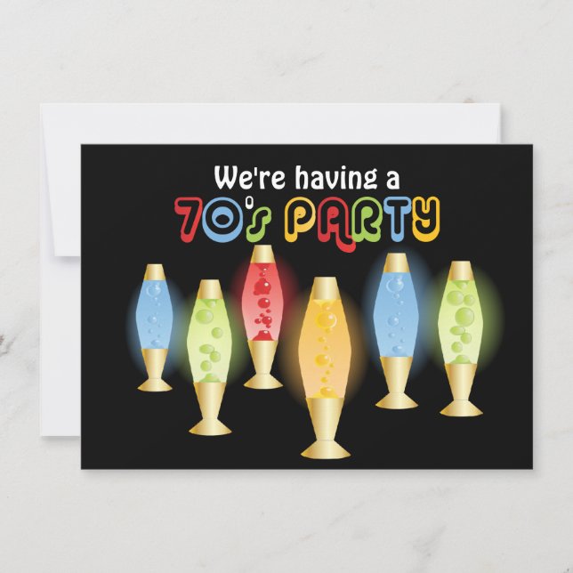 Groovy lamp70-talparty inbjudningar (Framsida)