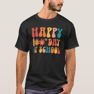 Groovy Lärare 100 Dagar i Skolan Elev Glad 10 T Shirt