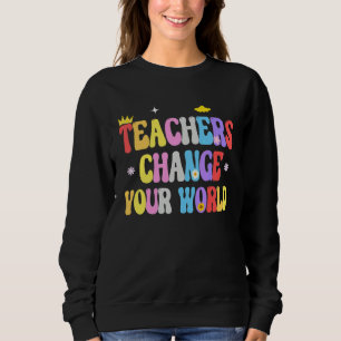 Groovy Lärare Förändra Din Värld Lärare Tillbaka T Shirt