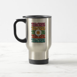 Groovy Lärare Söt Prästkrage Blomma Retro Tillbaka Resemugg
