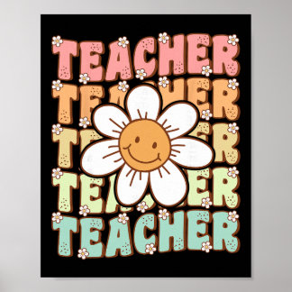Groovy lärare söt tusenskönsblomma retro tillbaka poster