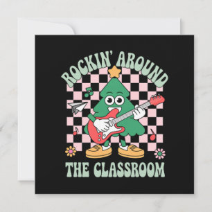 Groovy Lärare Xmas Rockin' Around Klassrummet Julkort