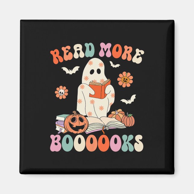 Groovy Läs mer Bokar Cute Ghost Boo Funny Hallow Magnet (Framsidan)