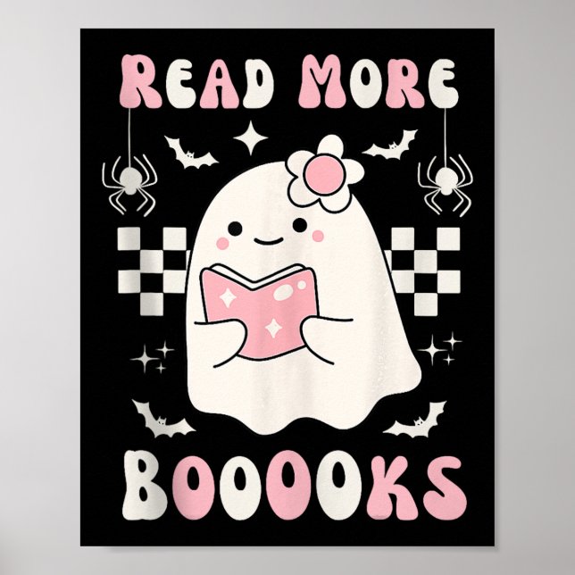 Groovy Läs mer Bokar Cute Ghost Boo Funny Hallow Poster (Framsidan)