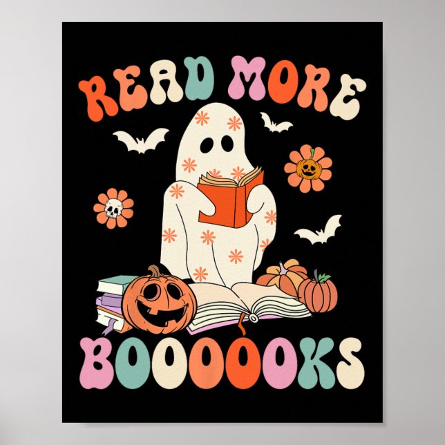 Groovy Läs mer Bokar Cute Ghost Boo Funny Hallow Poster (Framsidan)