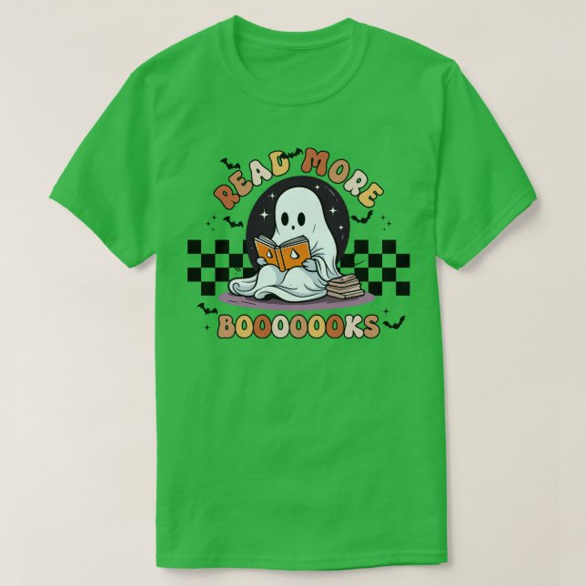 Groovy Läs mer Bokar Cute Ghost Boo Funny Hallow T Shirt (Design framsida)
