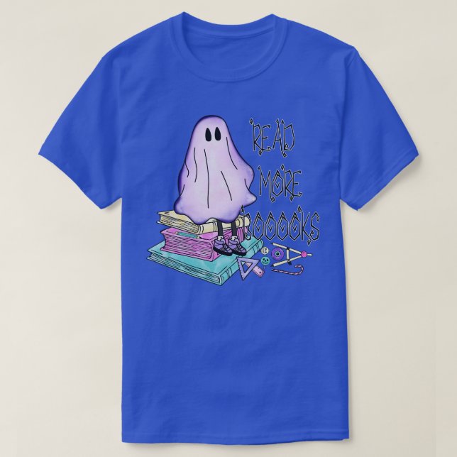 Groovy Läs mer Bokar Cute Ghost Boo Funny Hallow T Shirt (Design framsida)
