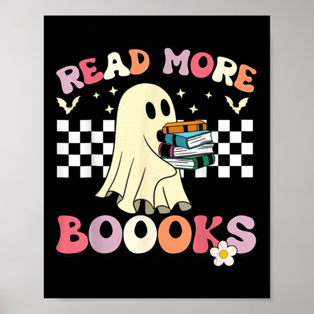 Groovy Läs mer Bokar Cute Ghost Boo Funny Kids H Poster (Framsidan)