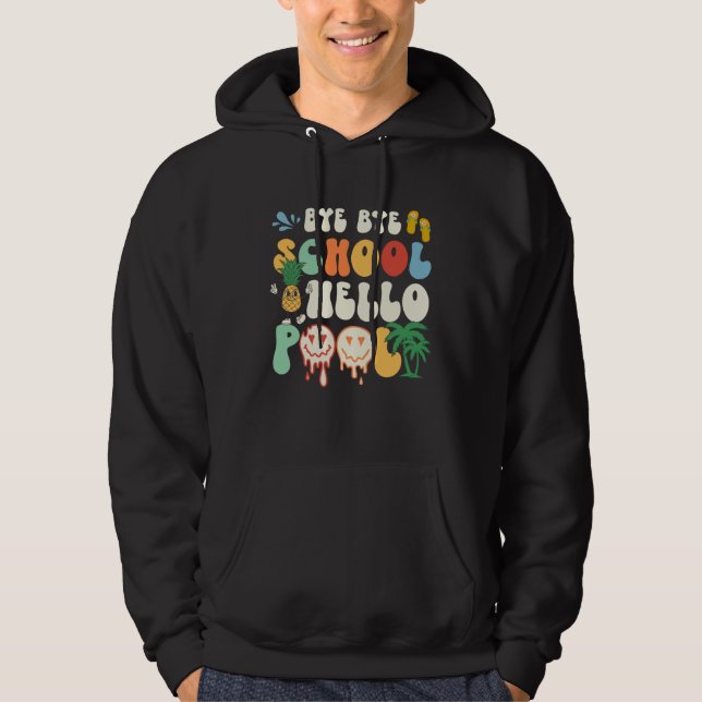 Groovy Last Day Of School Hello Summer Teacher Kid Hoodie (Framsida)