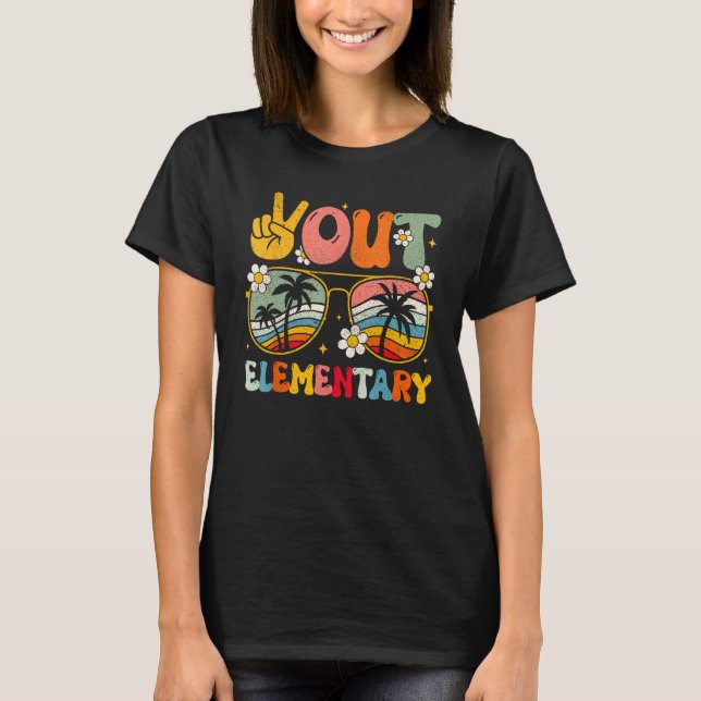 Groovy Last Day of School Peace Out Elementary Tea T Shirt (Framsida)