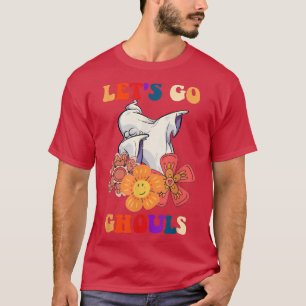Groovy Låt oss Go Ghouls Blommigt Ghost Hippie Hal T Shirt