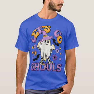 Groovy Låt oss Go Ghouls Blommigt Ghost Hippie Hal T Shirt
