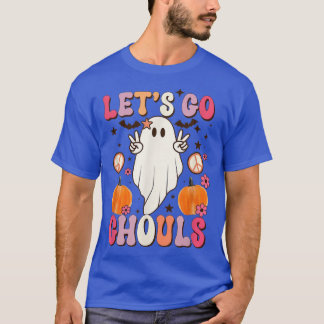 Groovy Låt oss Go Ghouls Blommigt Ghost Hippie Hal T Shirt