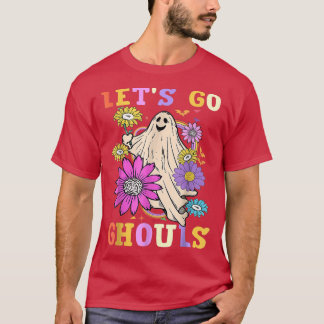 Groovy Låt oss Go Ghouls Retro Blommigt Ghost Cost T Shirt